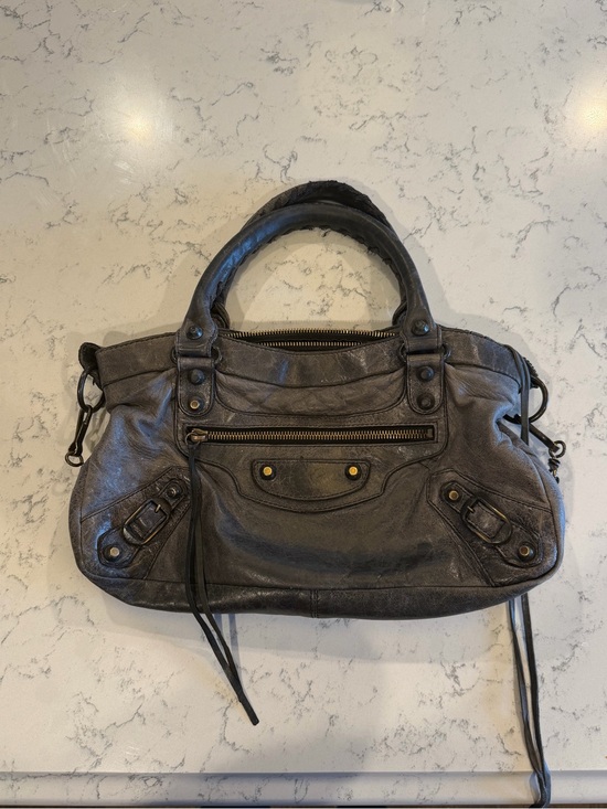 Balenciaga Handbags - Balenciaga Distressed Black Leather Shoulder Bag